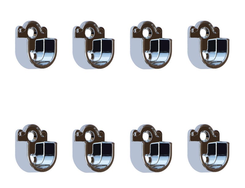 Rmdusk Metal Closet Wardrobe Rod Holder Socket End Support Pipe Bracket U-Shaped Flange for 19mm/0.75" Rod (Set of 8) - Image 1